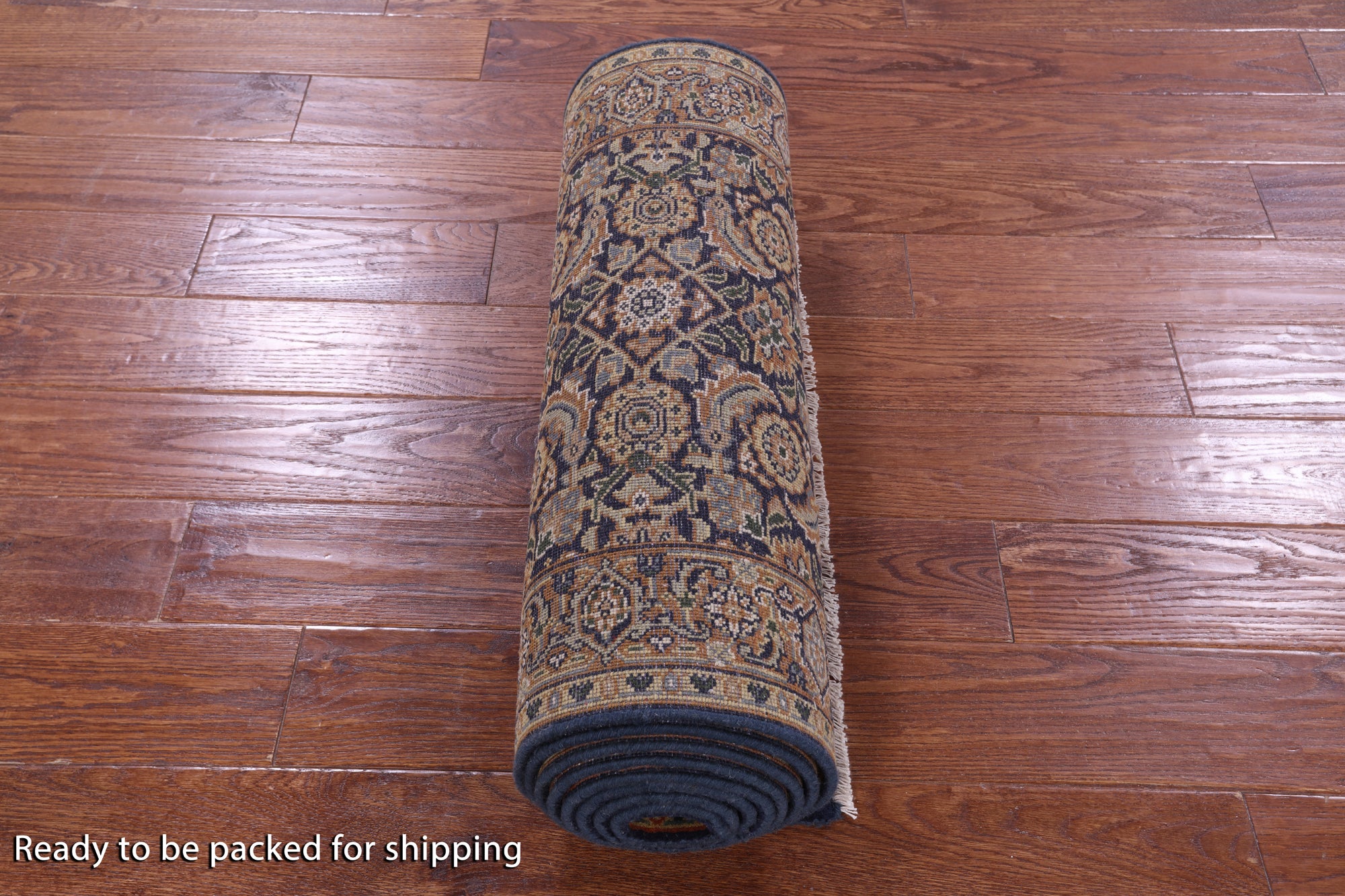 Blue Persian Hill Herati Handmade Wool Runner Rug - 2' 6" X 12' 0" - Golden Nile