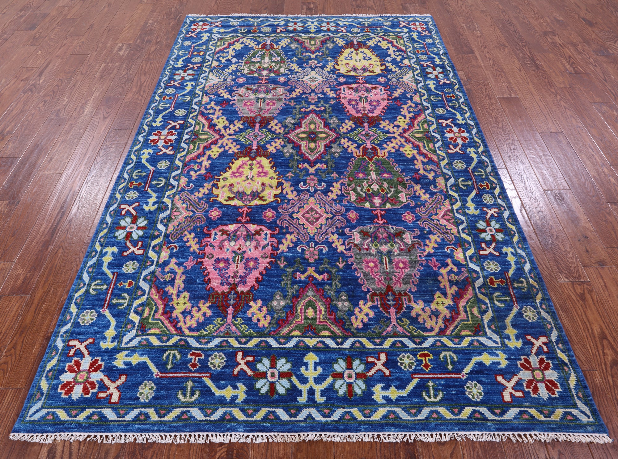 Blue Turkish Oushak Hand Knotted Wool Rug - 6' 0" X 9' 2" - Golden Nile