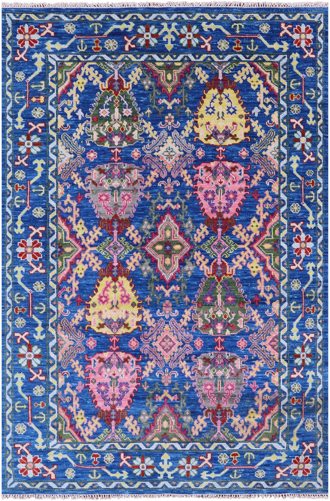Blue Turkish Oushak Hand Knotted Wool Rug - 6' 0" X 9' 2" - Golden Nile