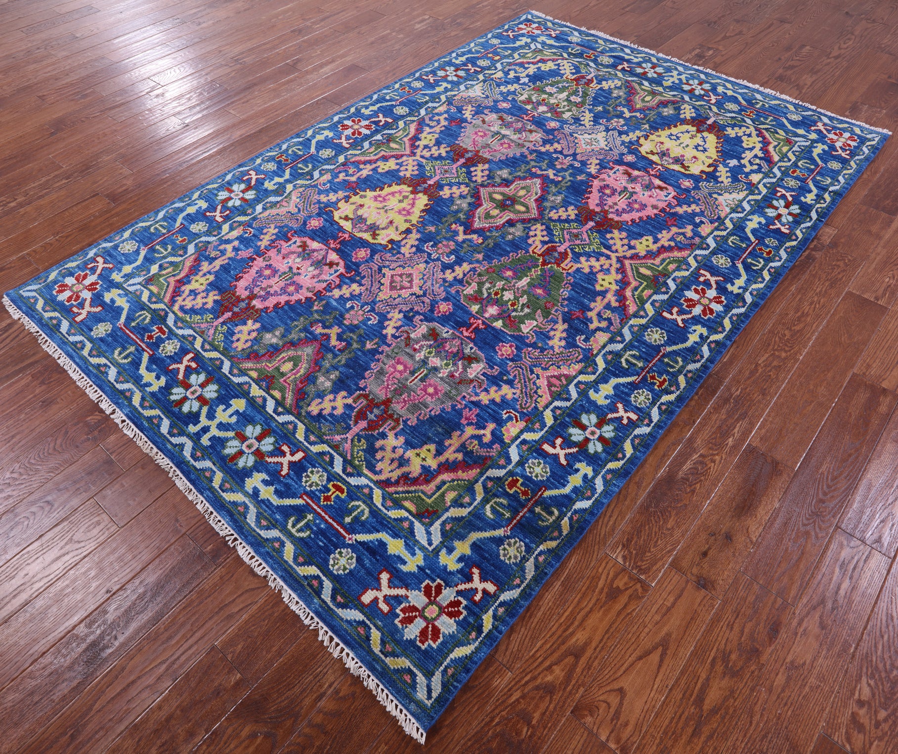 Blue Turkish Oushak Hand Knotted Wool Rug - 6' 0" X 9' 2" - Golden Nile
