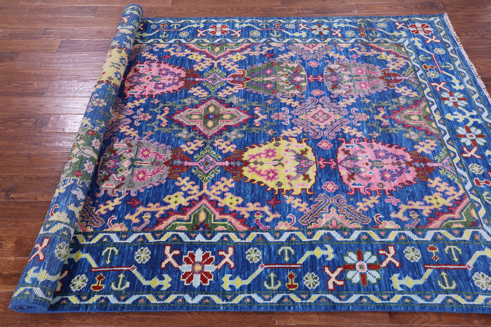Blue Turkish Oushak Hand Knotted Wool Rug - 6' 0" X 9' 2" - Golden Nile
