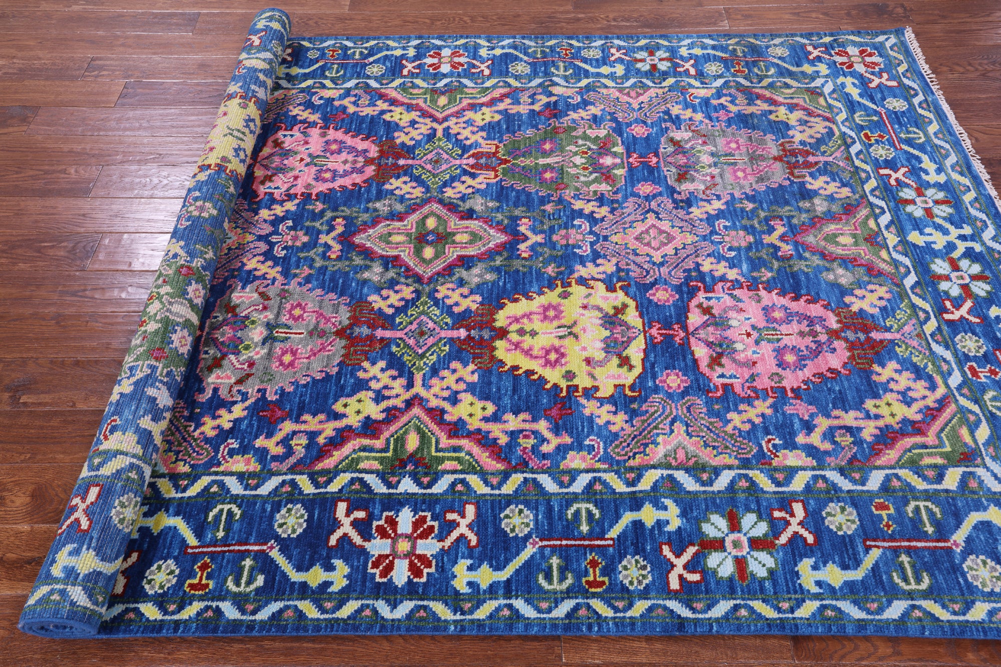 Blue Turkish Oushak Hand Knotted Wool Rug - 6' 0" X 9' 2" - Golden Nile