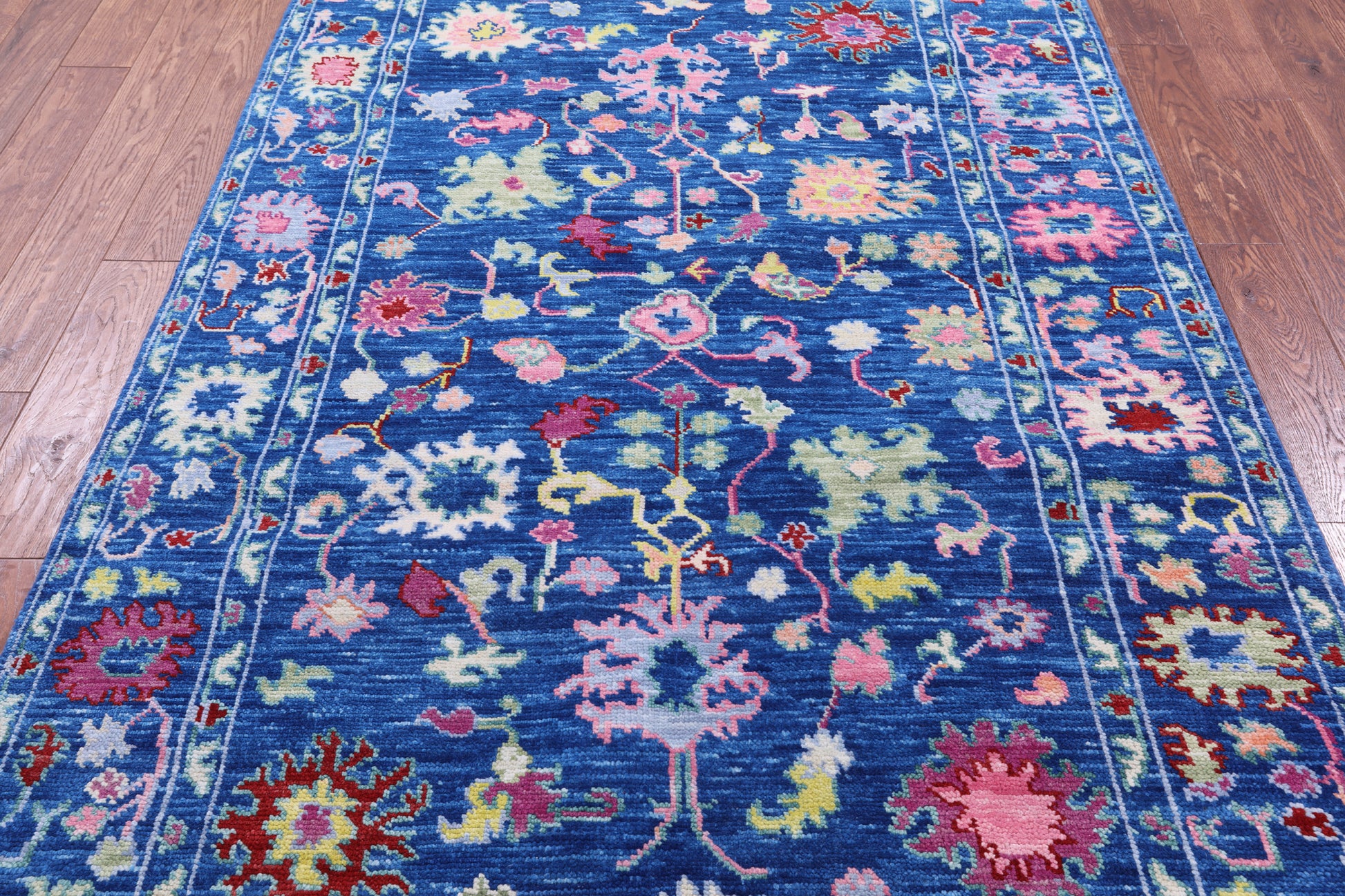 Blue Turkish Oushak Hand Knotted Wool Rug - 5' 0" X 8' 0" - Golden Nile