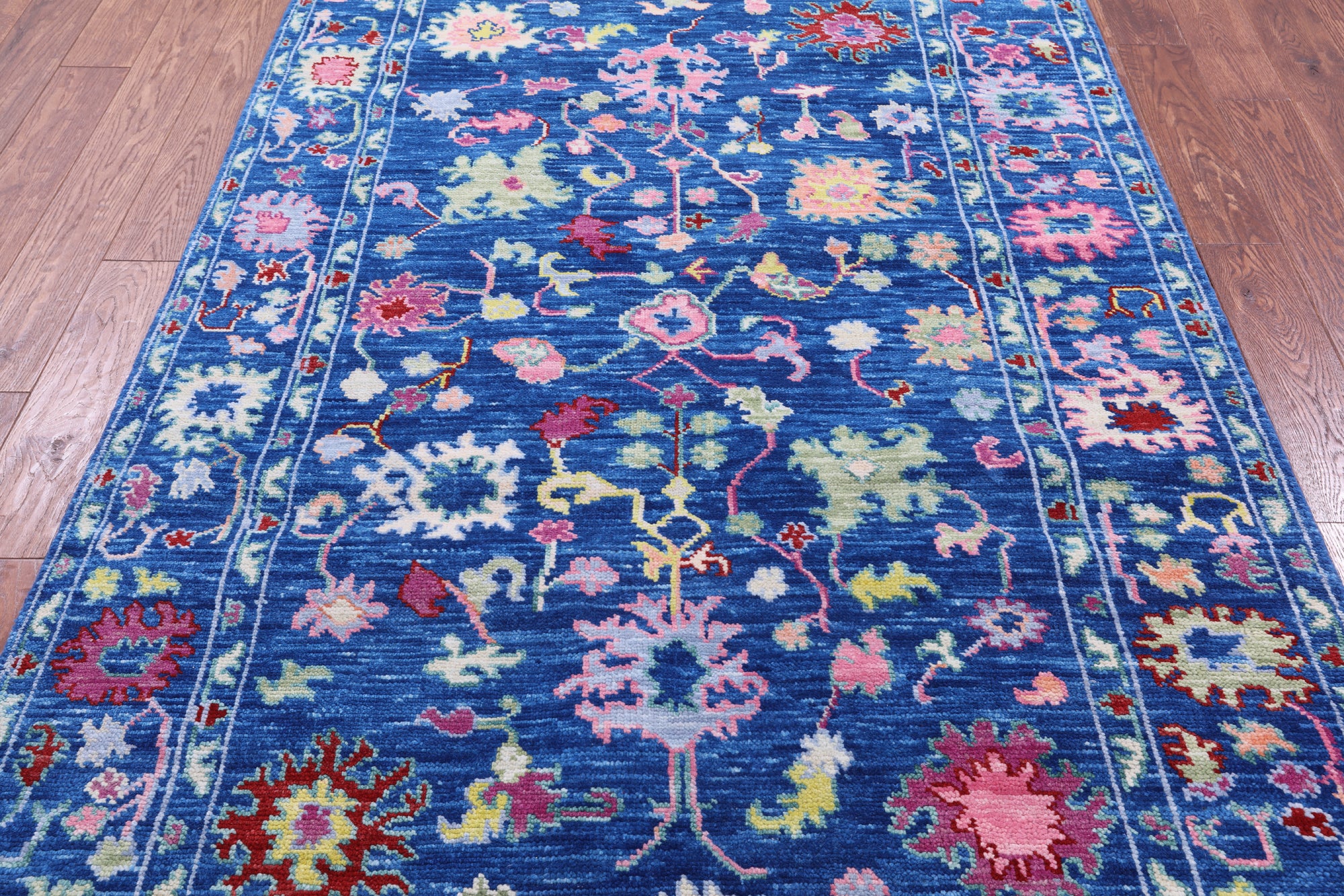 Blue Turkish Oushak Hand Knotted Wool Rug - 5' 0" X 8' 0" - Golden Nile