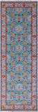 Blue Turkish Oushak Hand Knotted Wool Runner Rug - 4' 1" X 11' 11" - Golden Nile