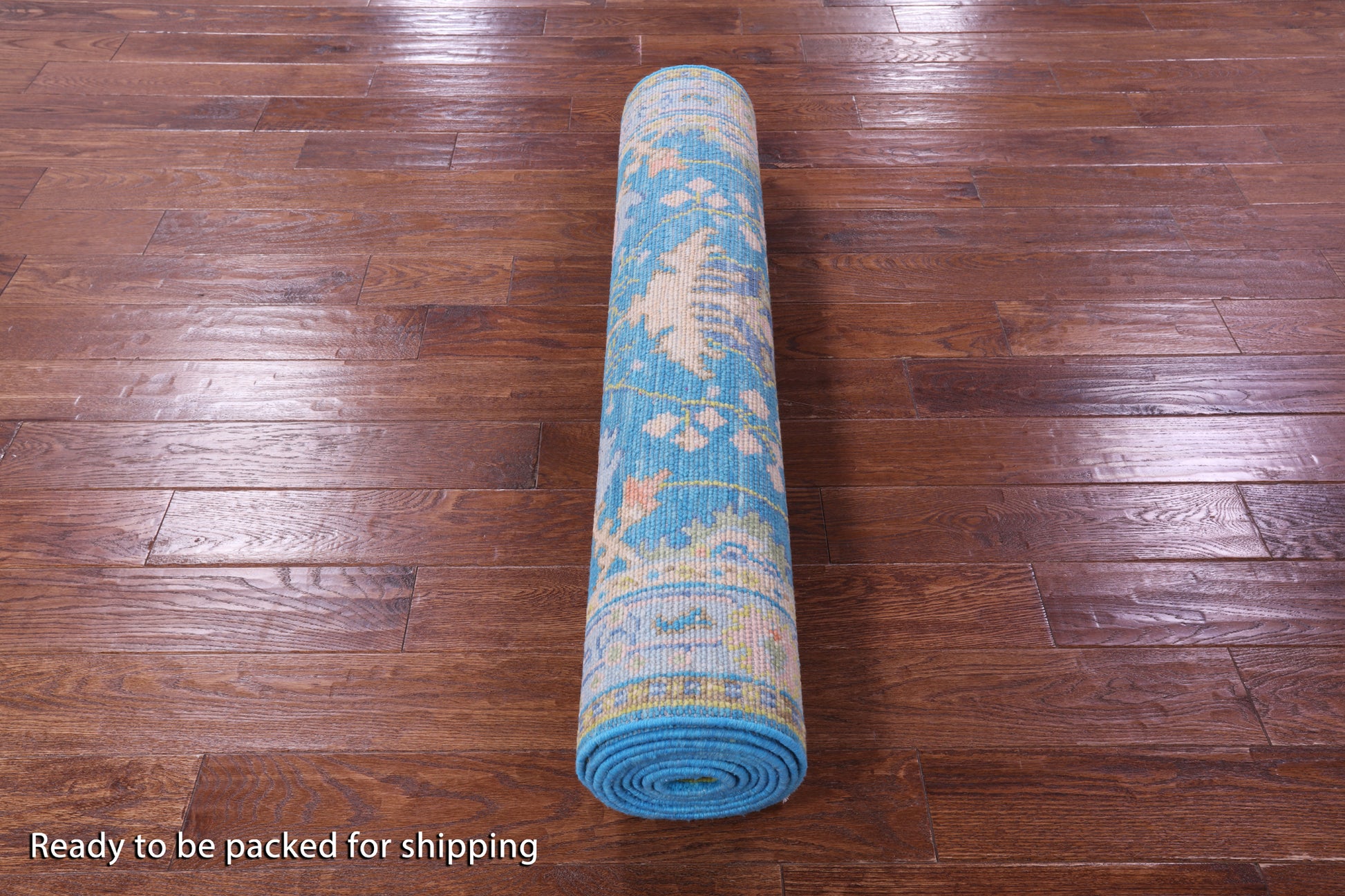 Blue Turkish Oushak Hand Knotted Wool Runner Rug - 4' 0" X 12' 0" - Golden Nile