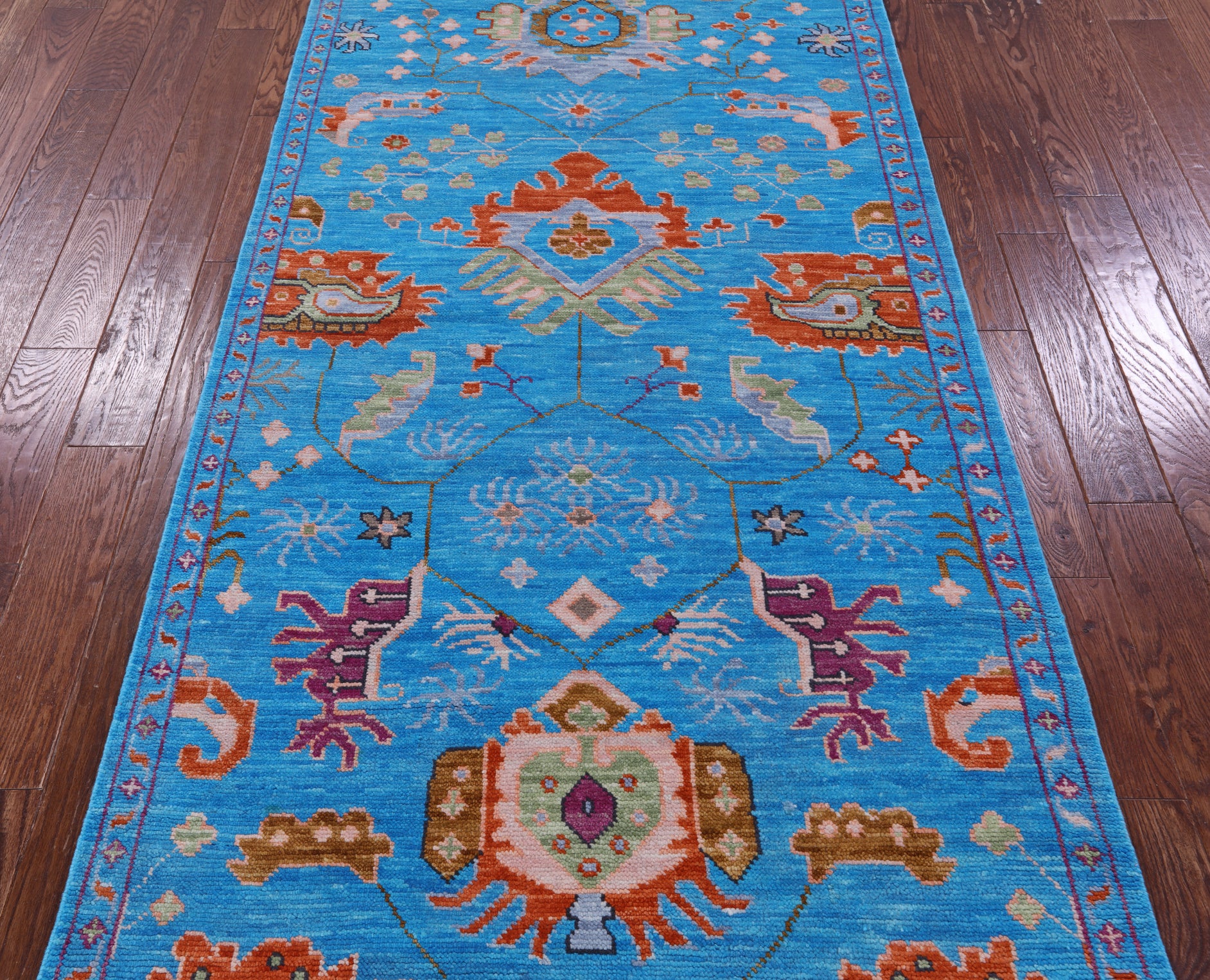 Blue Heriz Serapi Hand Knotted Wool Runner Rug - 4' 2" X 12' 1" - Golden Nile
