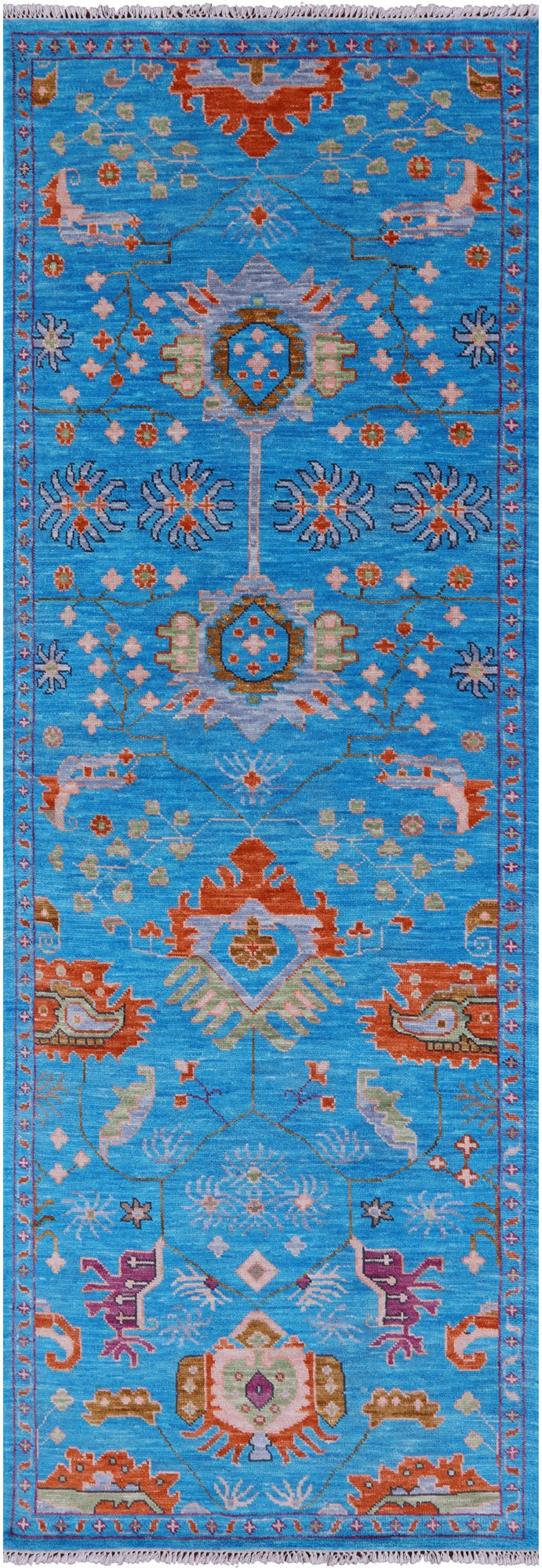 Blue Heriz Serapi Hand Knotted Wool Runner Rug - 4' 2" X 12' 1" - Golden Nile