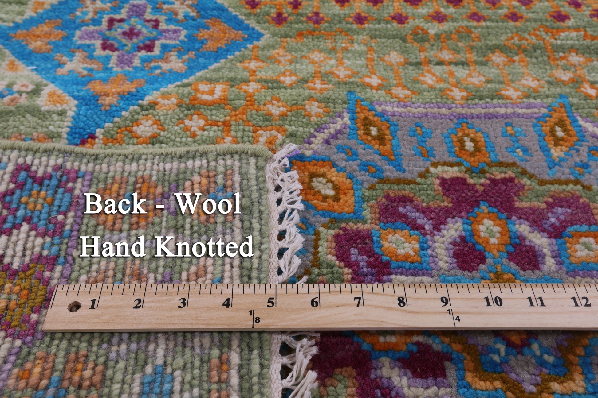 Geometric Persian Mamluk Hand Knotted Wool Runner Rug - 4' 0" X 11' 11" - Golden Nile