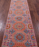 Pink Geometric Persian Mamluk Hand Knotted Wool Runner Rug - 2' 7" X 10' 1" - Golden Nile