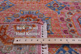 Pink Geometric Persian Mamluk Hand Knotted Wool Runner Rug - 2' 7" X 10' 1" - Golden Nile
