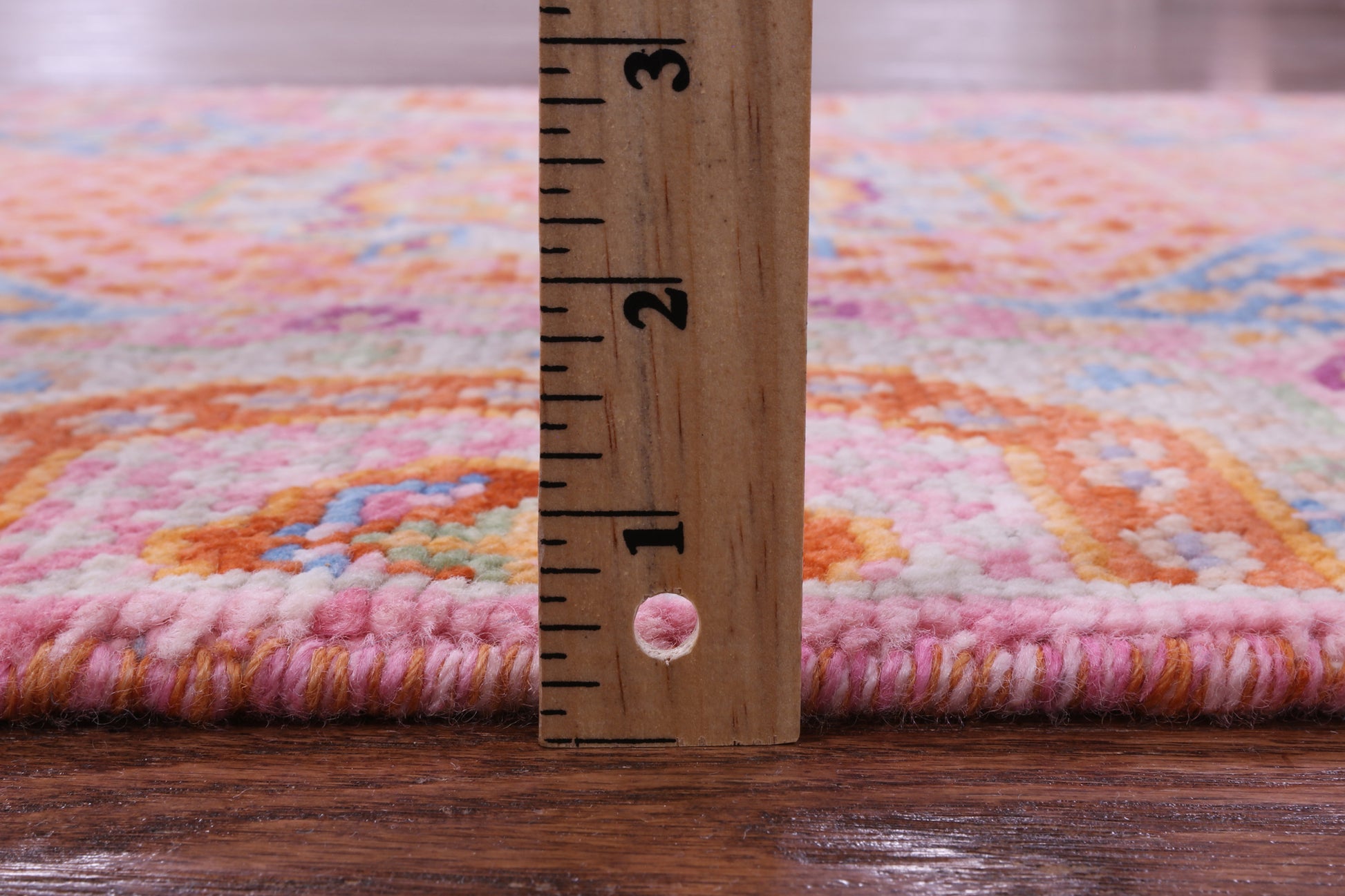 Pink Geometric Persian Mamluk Hand Knotted Wool Runner Rug - 2' 7" X 10' 1" - Golden Nile