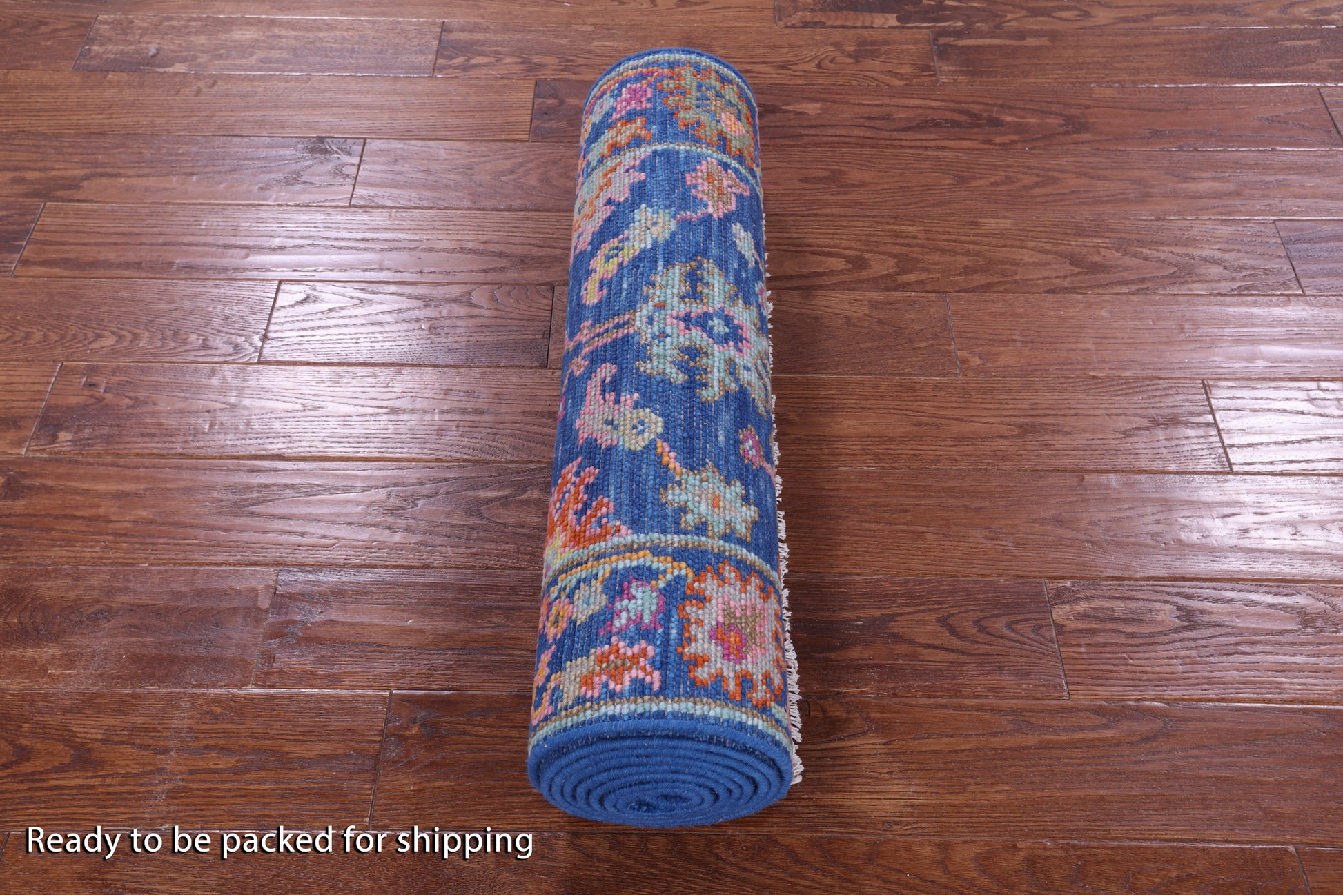 Blue Turkish Oushak Hand Knotted Wool Runner Rug - 2' 8" X 10' 5" - Golden Nile