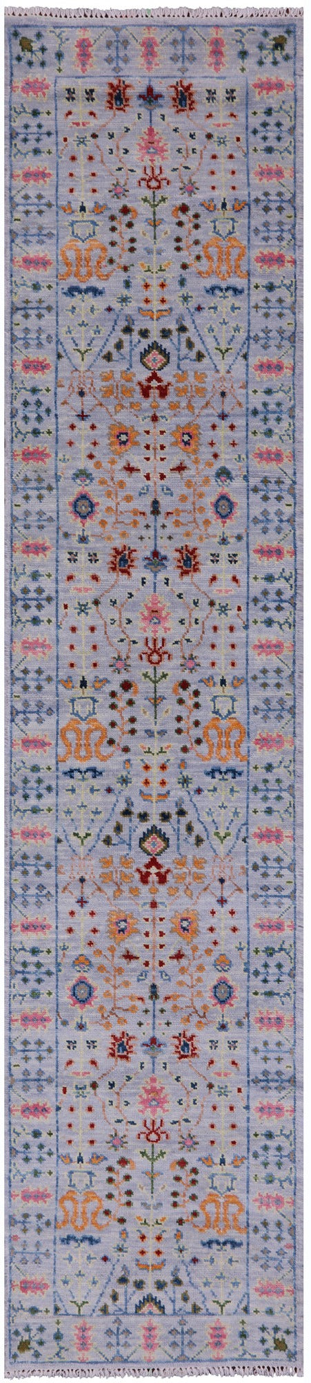 Turkish Oushak Hand Knotted Wool Runner Rug - 2' 7" X 12' 2" - Golden Nile