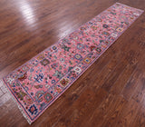 Pink Turkish Oushak Hand Knotted Wool Runner Rug - 2' 8" X 11' 11" - Golden Nile