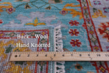 Blue Turkish Oushak Hand Knotted Wool Runner Rug - 2' 6" X 12' 6" - Golden Nile