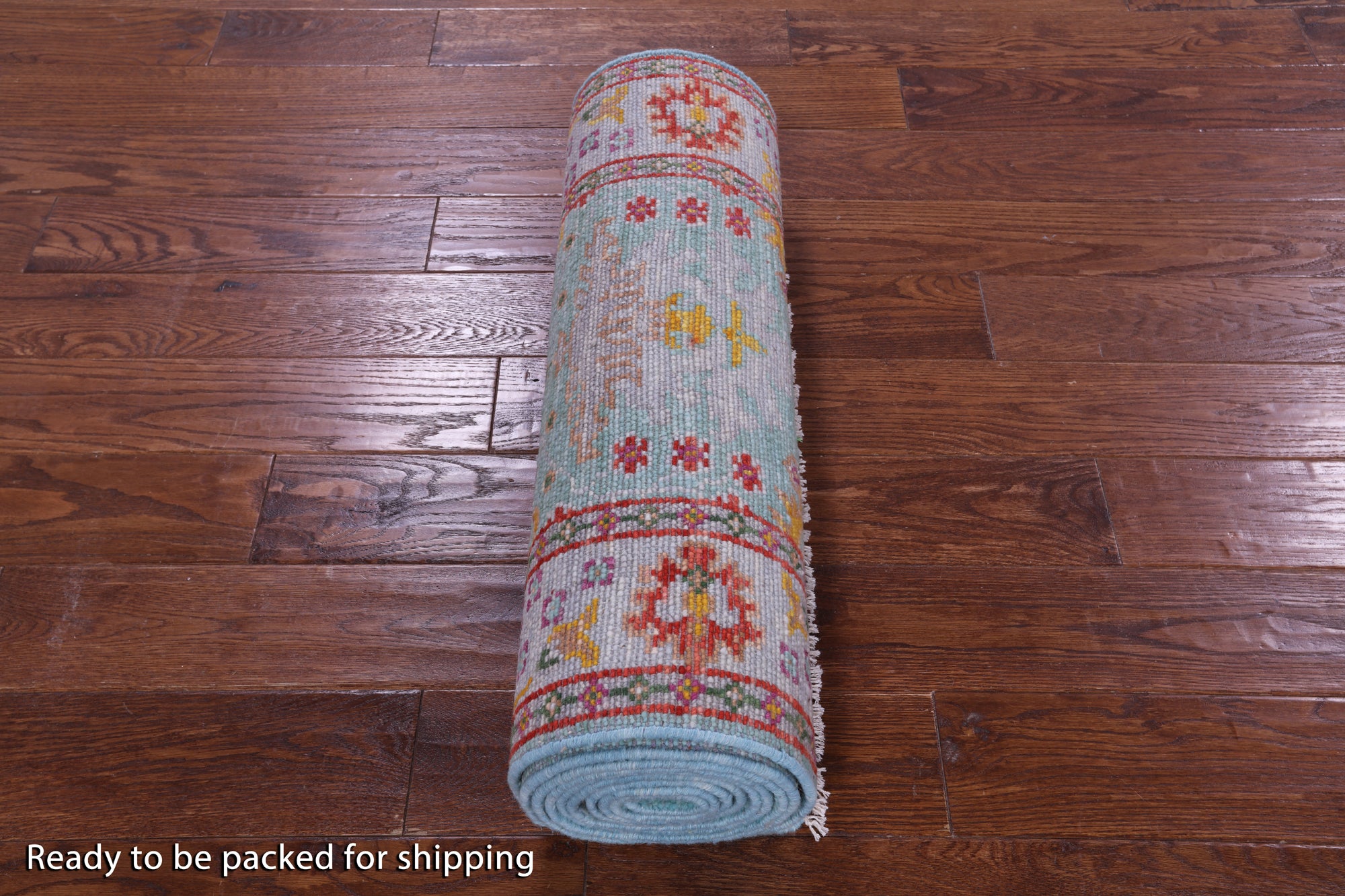 Blue Turkish Oushak Hand Knotted Wool Runner Rug - 2' 6" X 12' 6" - Golden Nile