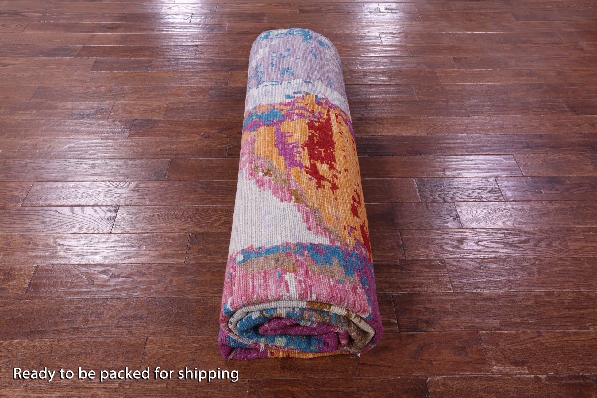 Abstract Contemporary Handmade Wool Rug - 9' 2" X 12' 2" - Golden Nile