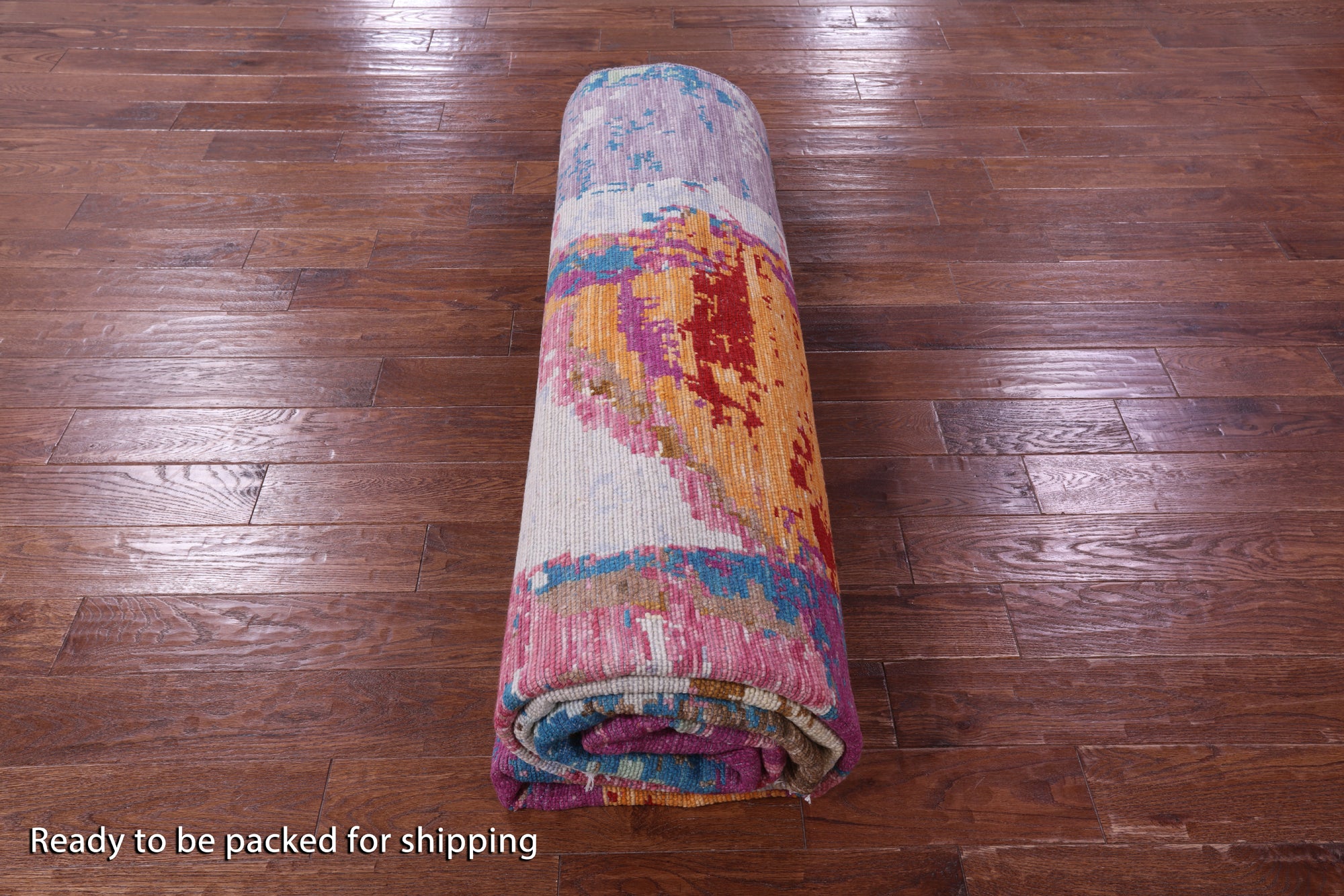 Abstract Contemporary Handmade Wool Rug - 9' 2" X 12' 2" - Golden Nile