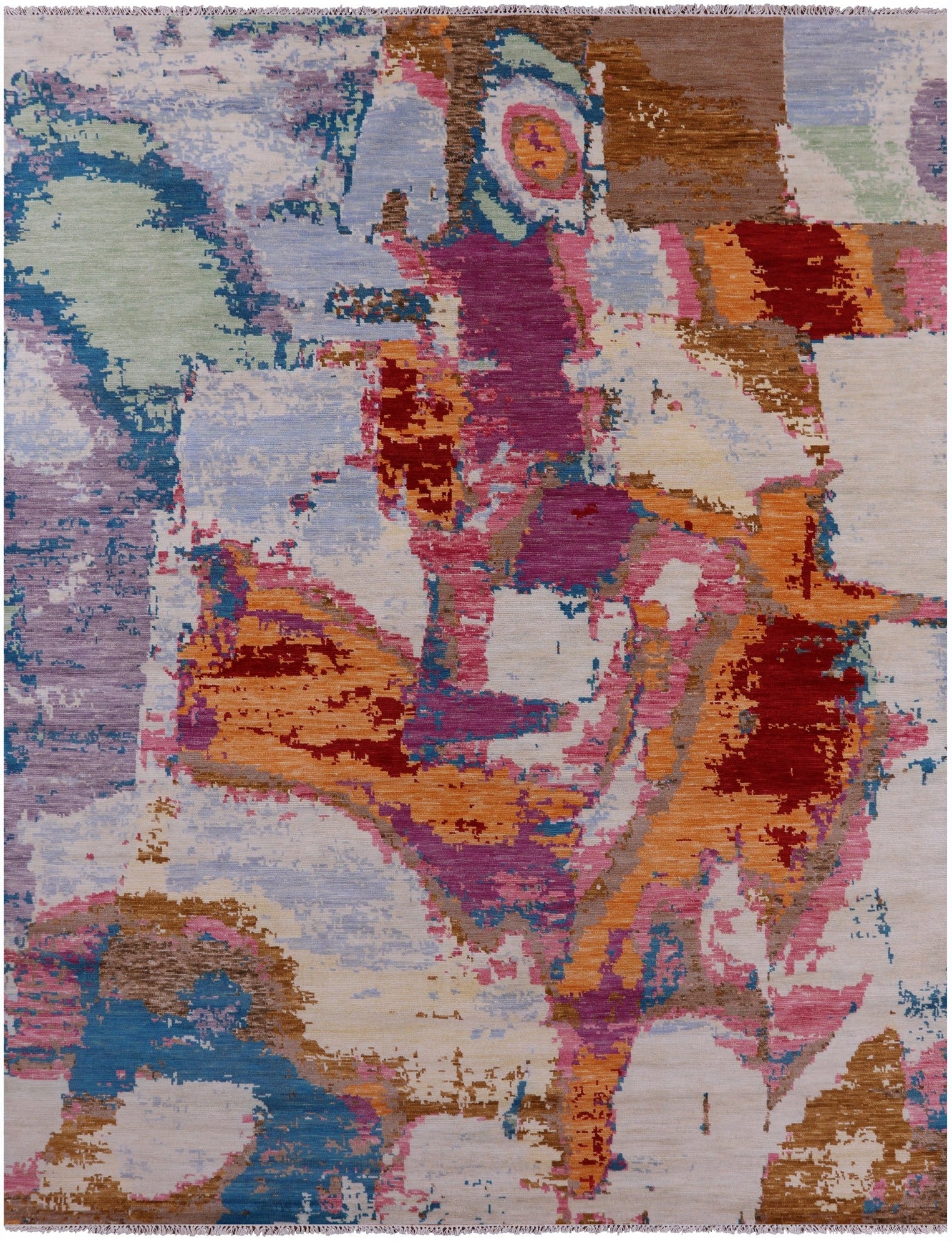 Abstract Contemporary Handmade Wool Rug - 9' 2" X 12' 2" - Golden Nile