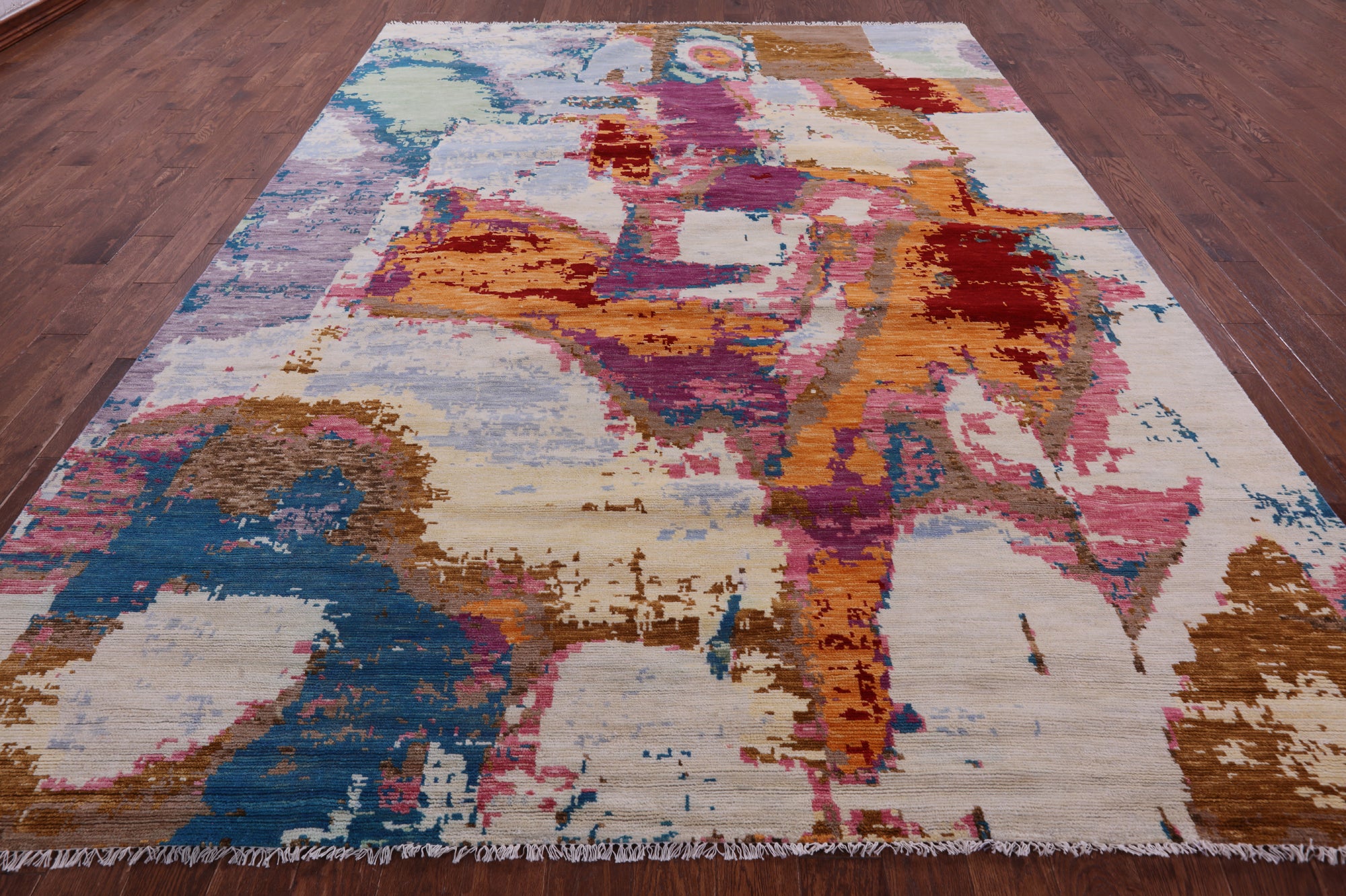 Abstract Contemporary Handmade Wool Rug - 9' 2" X 12' 2" - Golden Nile