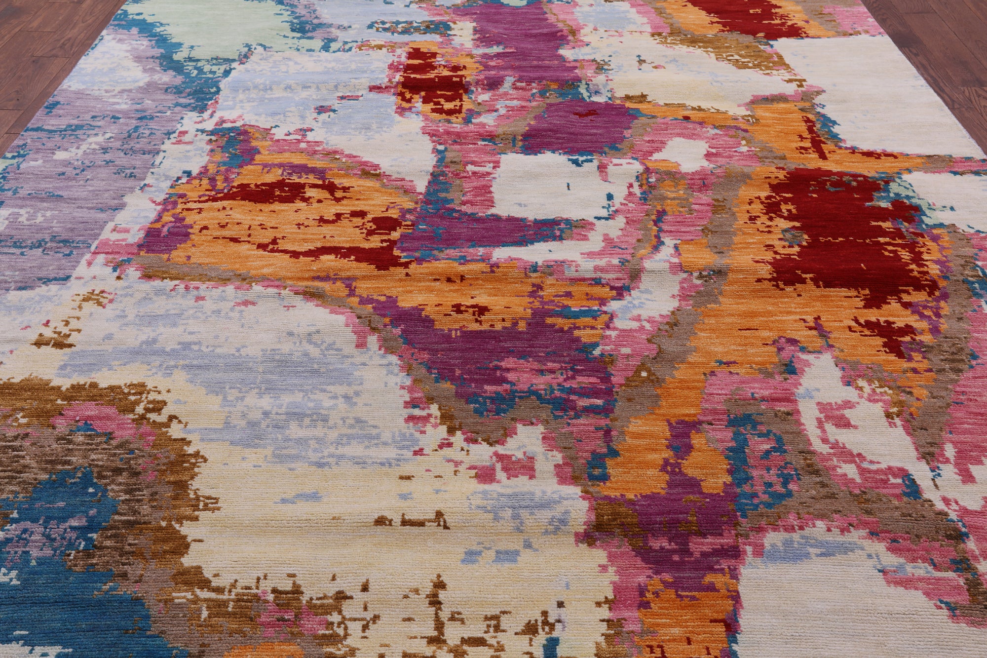 Abstract Contemporary Handmade Wool Rug - 9' 2" X 12' 2" - Golden Nile