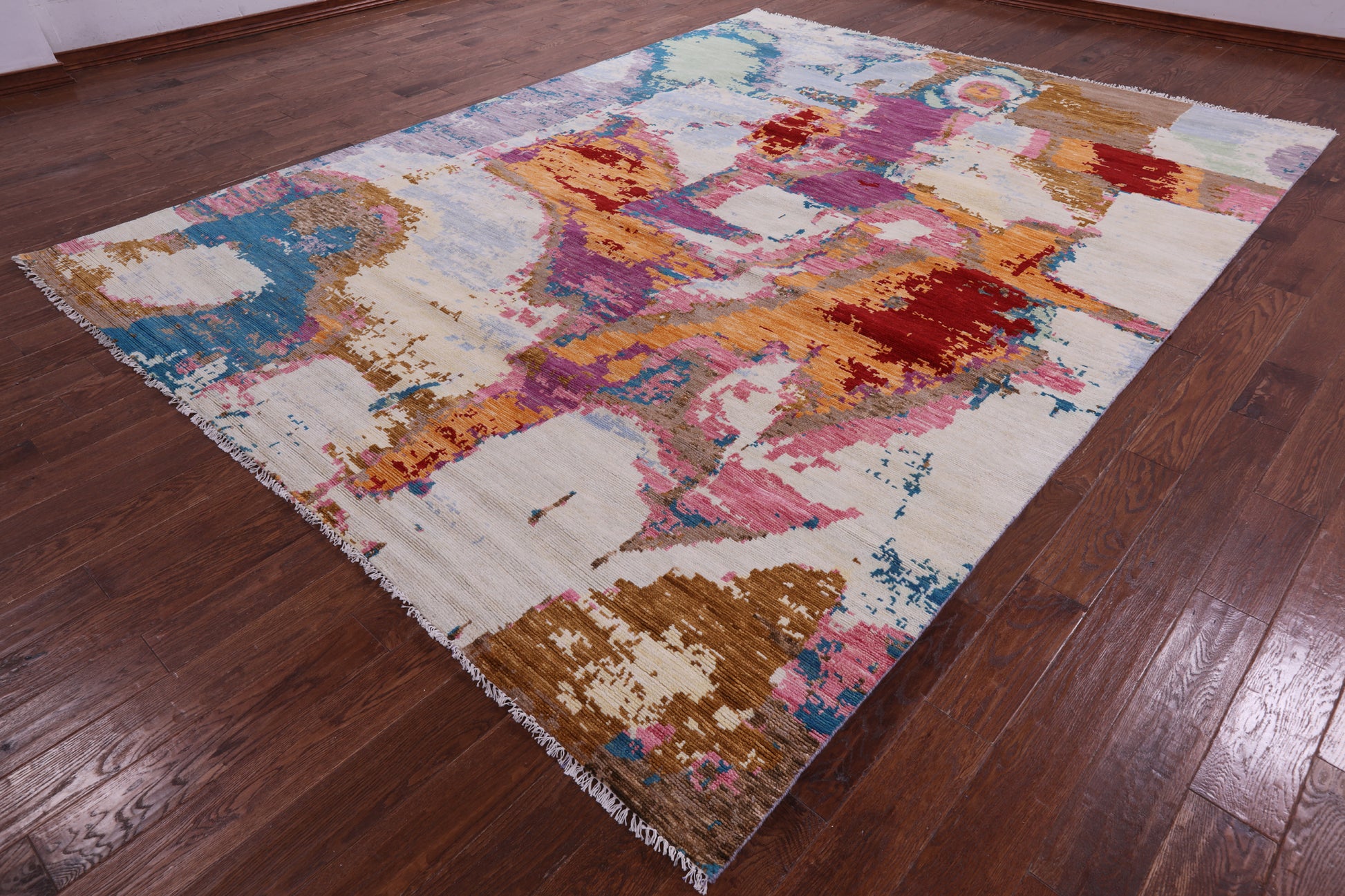 Abstract Contemporary Handmade Wool Rug - 9' 2" X 12' 2" - Golden Nile