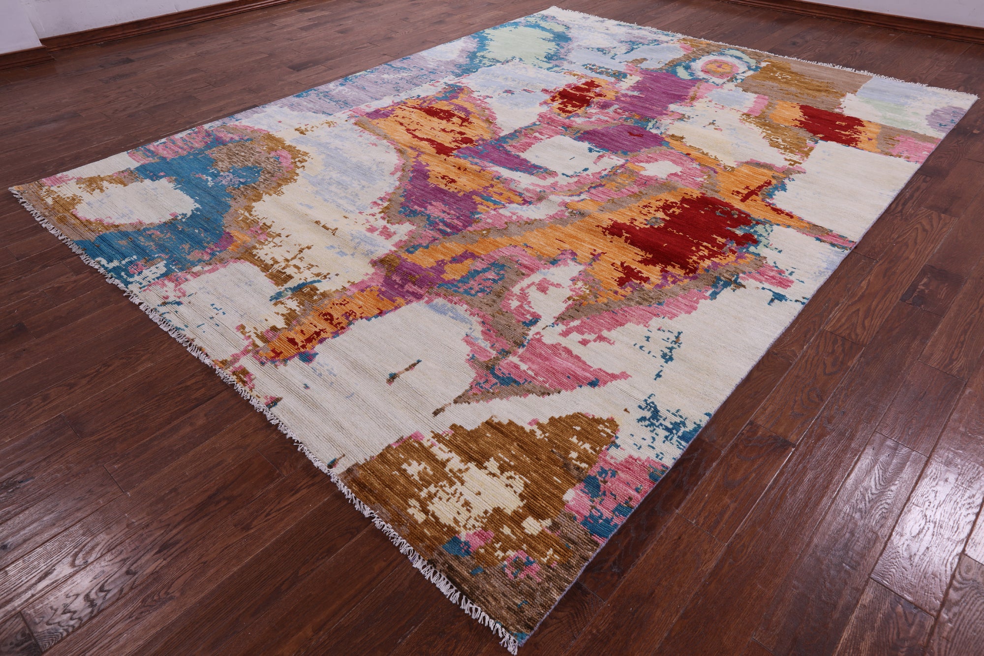 Abstract Contemporary Handmade Wool Rug - 9' 2" X 12' 2" - Golden Nile