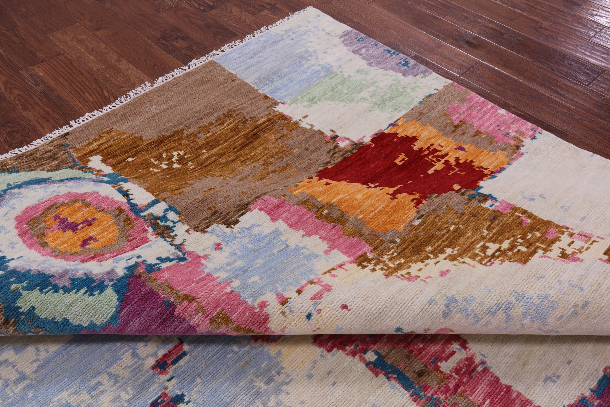 Abstract Contemporary Handmade Wool Rug - 9' 2" X 12' 2" - Golden Nile