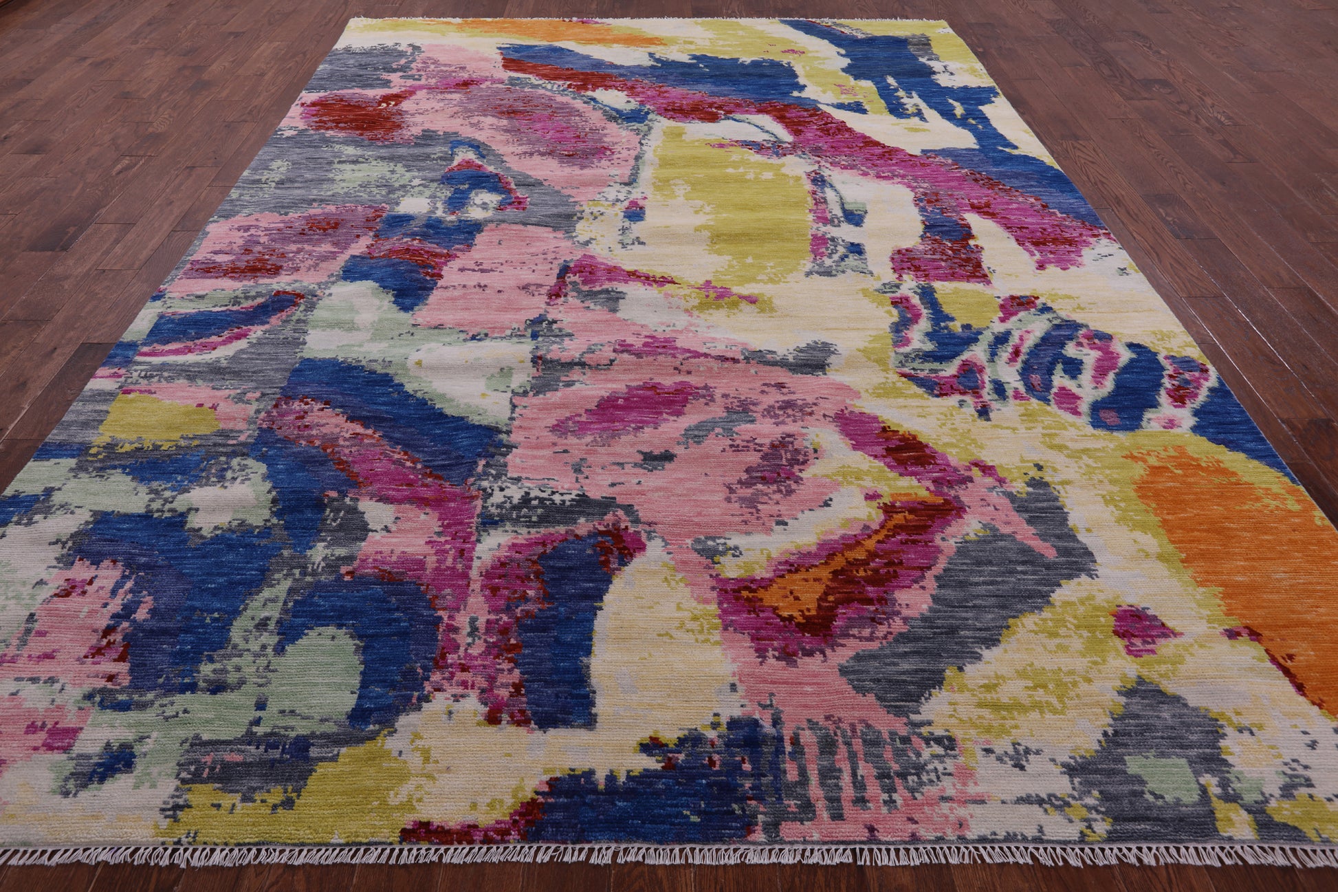 Abstract Contemporary Hand Knotted Wool Rug - 9' 1" X 12' 2" - Golden Nile