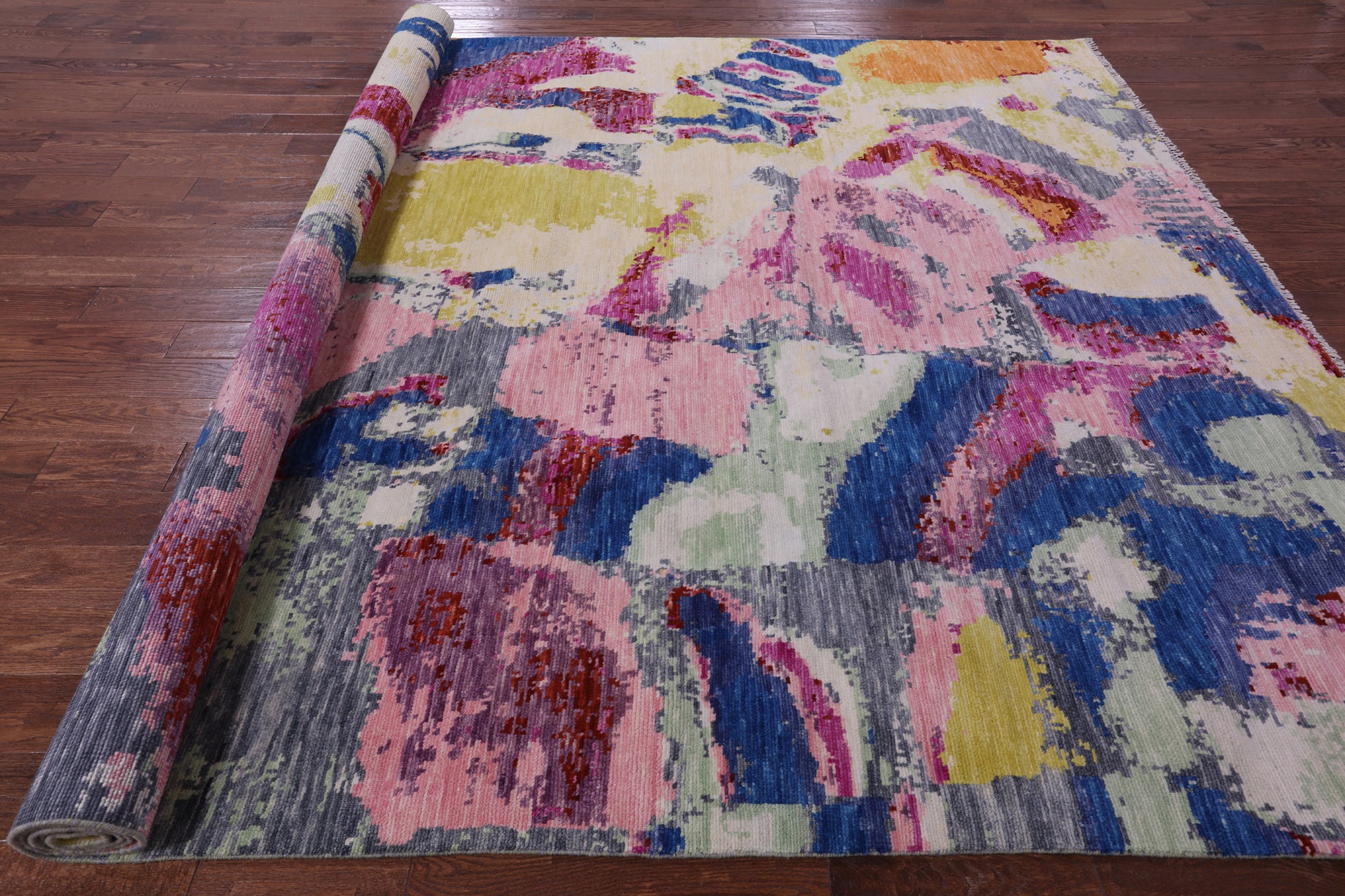 Abstract Contemporary Hand Knotted Wool Rug - 9' 1" X 12' 2" - Golden Nile