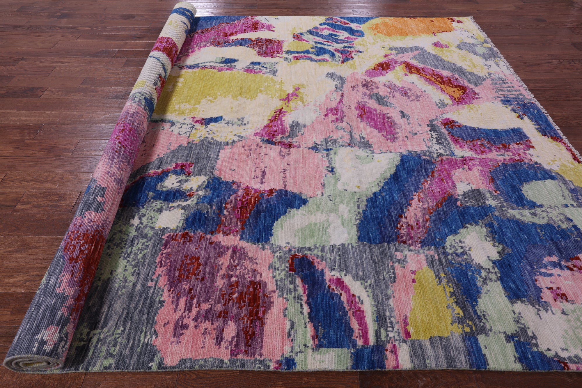 Abstract Contemporary Hand Knotted Wool Rug - 9' 1" X 12' 2" - Golden Nile