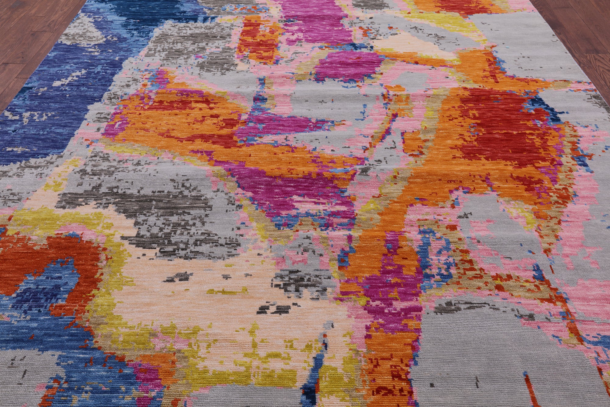 Abstract Contemporary Hand Knotted Wool Rug - 9' 1" X 12' 0" - Golden Nile