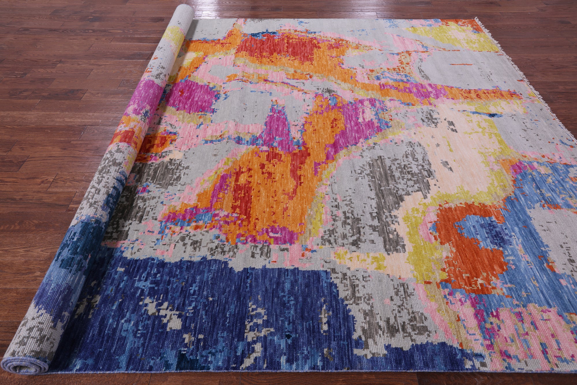 Abstract Contemporary Hand Knotted Wool Rug - 9' 1" X 12' 0" - Golden Nile