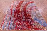Abstract Contemporary Hand Knotted Wool & Silk Rug - 7' 11" X 10' 0" - Golden Nile