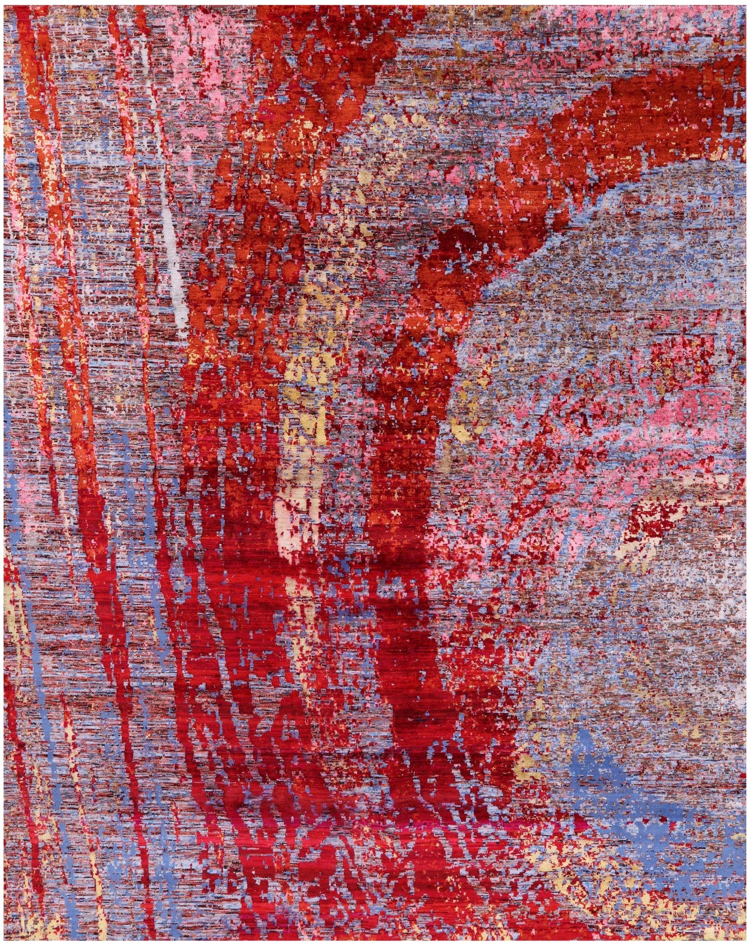 Abstract Contemporary Hand Knotted Wool & Silk Rug - 7' 11" X 10' 0" - Golden Nile