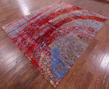 Abstract Contemporary Hand Knotted Wool & Silk Rug - 7' 11" X 10' 0" - Golden Nile