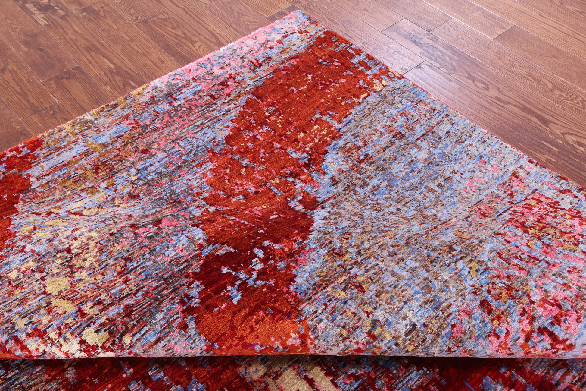 Abstract Contemporary Hand Knotted Wool & Silk Rug - 7' 11" X 10' 0" - Golden Nile