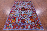 Blue Persian Tabriz Hand Knotted Wool & Silk Rug - 6' 1" X 9' 2" - Golden Nile