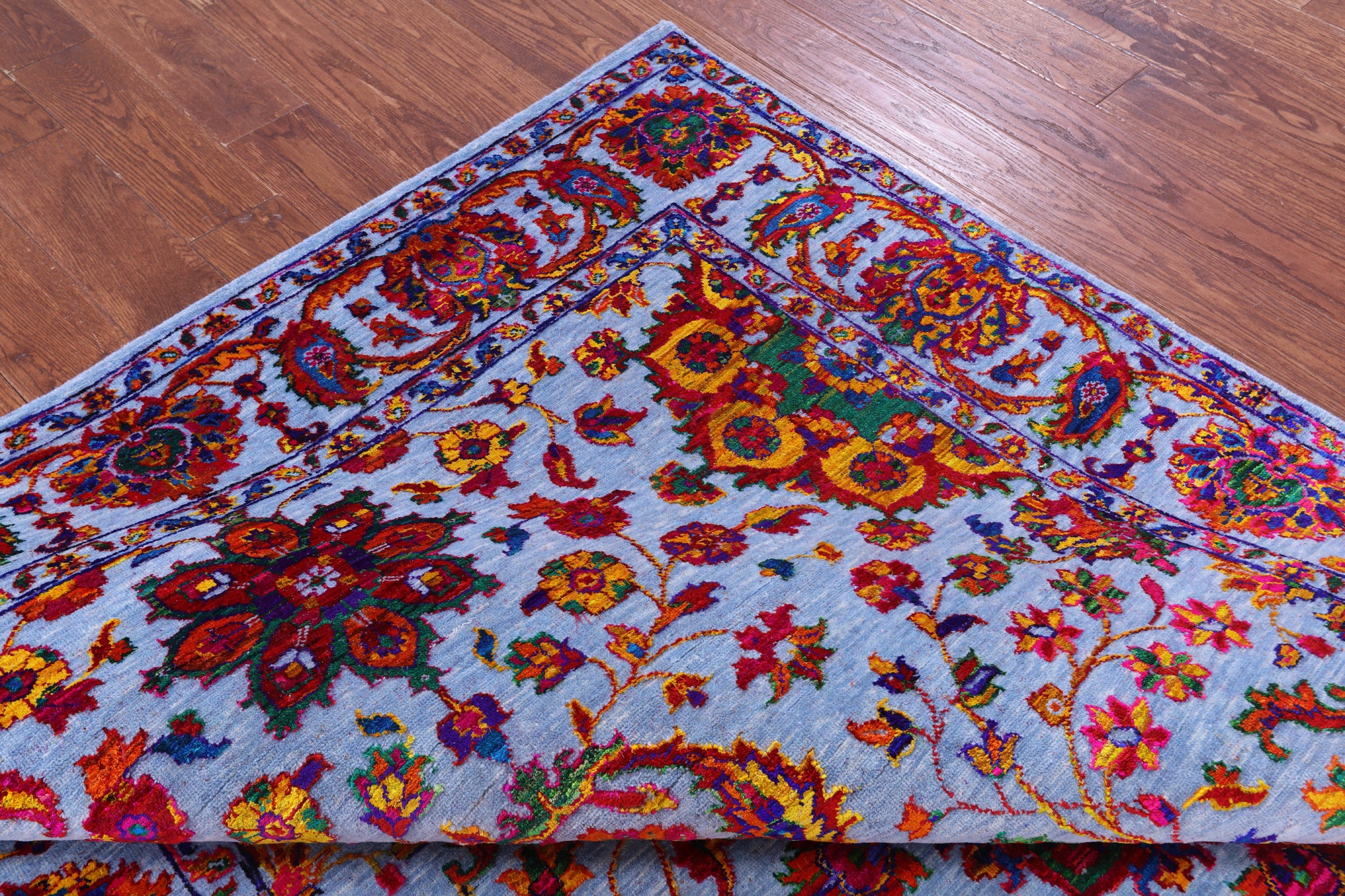 Blue Persian Tabriz Hand Knotted Wool & Silk Rug - 6' 1" X 9' 2" - Golden Nile