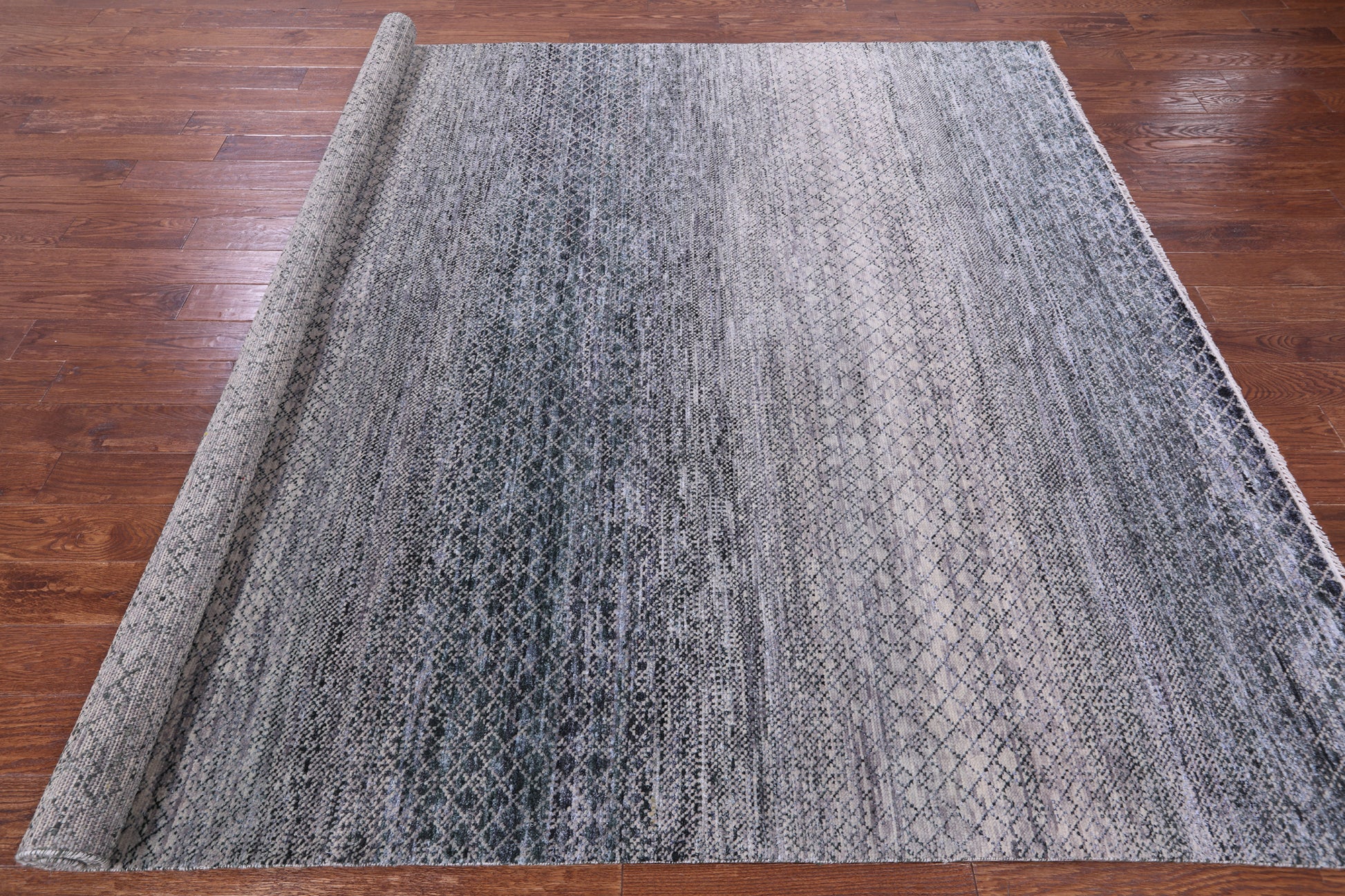 Savannah Grass Hand Knotted Wool & Silk Rug - 8' 0" X 9' 11" - Golden Nile