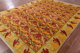 Red William Morris Hand Knotted Wool Area Rug - 9' 3" X 11' 10" - Golden Nile