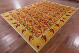 Red William Morris Hand Knotted Wool Area Rug - 9' 3" X 11' 10" - Golden Nile