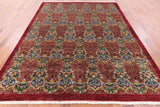 Red William Morris Hand Knotted Wool Area Rug - 7' 10" X 10' 1" - Golden Nile