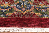 Red William Morris Hand Knotted Wool Area Rug - 7' 10" X 10' 1" - Golden Nile