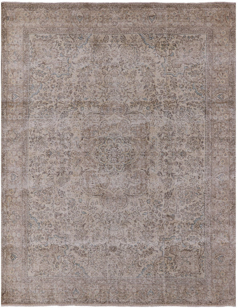 Ivory Persian Vintage White Wash Hand Knotted Area Rug - 9' 10" X 12' 5" - Golden Nile