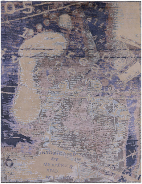 Silk With Oxidized Wool Handmade Area Rug - 7' 10" X 10' 5" - Golden Nile