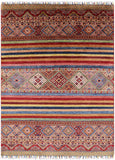Tribal Khorjin Persian Gabbeh Hand Knotted Wool Rug - 4' 11" X 5' 6" - Golden Nile