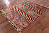 Tribal Khorjin Persian Gabbeh Hand Knotted Wool Rug - 4' 11" X 5' 6" - Golden Nile