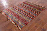Tribal Khorjin Persian Gabbeh Hand Knotted Wool Rug - 5' 0" X 6' 7" - Golden Nile